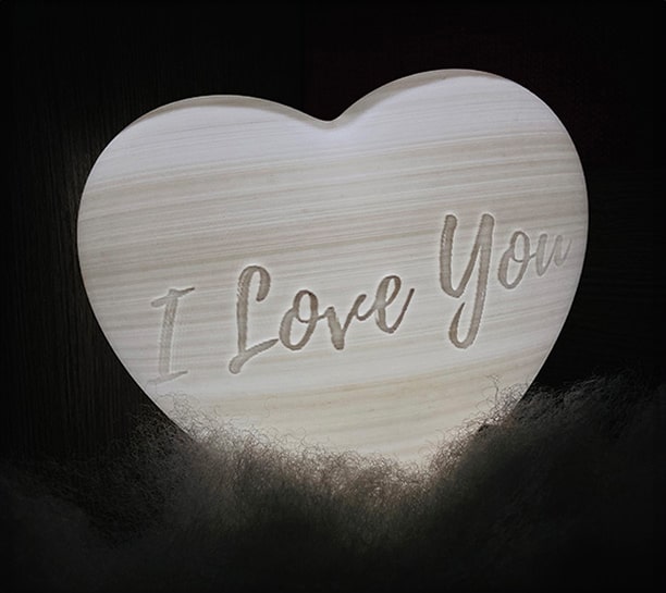 I love you printed on heart shape moon lamp